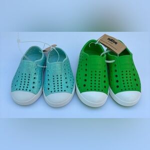 Native Jefferson Kids Slip-on Shoes Size C7 Green C5 Glitter Blue
